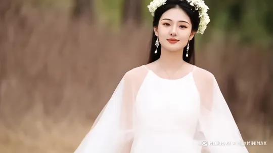 美女往前走，镜头同时拉远，动作流畅自然，表情自然 by Hailuo AI Video Generator