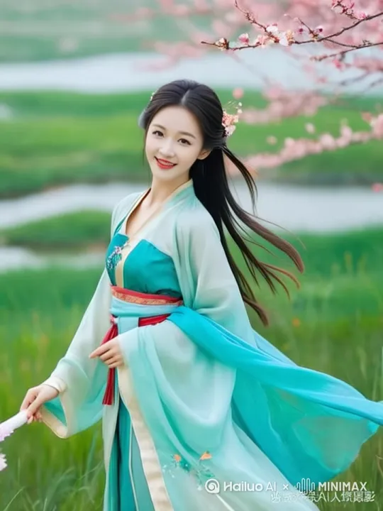 美女在草原上跑 by Hailuo AI Video Generator