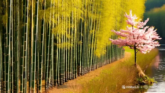 `请用竹外桃花三两枝，春江水暖鸭先知做一段视频[左移,右摇,跟随] by Hailuo AI Video Generator