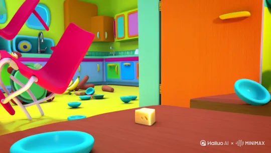 以下是为创作10秒“猫追老鼠”视频设计的提示词,结合了趣味性、动态感和视觉冲击力,适合动画或短视频创作方向:
---
### **基础设定**
1. **场景**:明亮卡通风格的厨房或客厅,背景有散落的餐具(如打翻的牛奶瓶、倾斜的椅子);
2. **角色设计**:
- **猫**:圆眼睛、炸毛尾巴、穿着滑稽的粉色围裙,爪持锅盖当盾牌;
- **老鼠**:戴迷你牛仔帽,背小书包,尾巴绑着气球,表情机灵;
3. **动态节奏**:快节奏追逐,穿插慢动作特写(如猫扑空时浮空定格)。
---
### **分镜脚本(10秒)**
1. **0-2秒**:老鼠从橱柜探出头,偷走一块奶酪,镜头特写奶酪上的牙印;
2. **2-4秒**:猫从沙发后跳出,撞翻垃圾桶(飞出香蕉皮、空罐头),配“喵呜!”音效;
3. **4-6秒**:老鼠滑过餐桌,抛下量词道具(一顶帽子、一条围巾、一副眼镜)阻挡猫;
4. **6-8秒**:猫踩到香蕉皮打滑,撞上冰箱门(门弹开,掉出鱼形冰块);
5. **8-10秒**:老鼠跳进墙洞,回眸吐舌头;猫头顶冒金星,爪握半块奶酪,背景爆炸特效。
---
### **增强表现力的细节**
- **音效**:轻快爵士乐搭配滑稽音效(如“咻——啪嗒!”);
- **运镜**:俯冲视角强化追逐紧张感,结尾镜头旋转突出喜剧效果;
- **彩蛋**:画面角落藏《猫和老鼠》经典时钟彩蛋(时间指向“10秒”)。
---
### **扩展方向**
若需延长视频,可加入:
- **反转剧情**:老鼠用奶酪引诱猫踩陷阱(如弹簧床弹飞);
- **道具互动**:猫误按烤面包机,弹出吐司砸脸。
可根据平台调性调整画风(如萌系Q版适合少儿频道,夸张表情包风格适配短视频平台)。 by Hailuo AI Video Generator