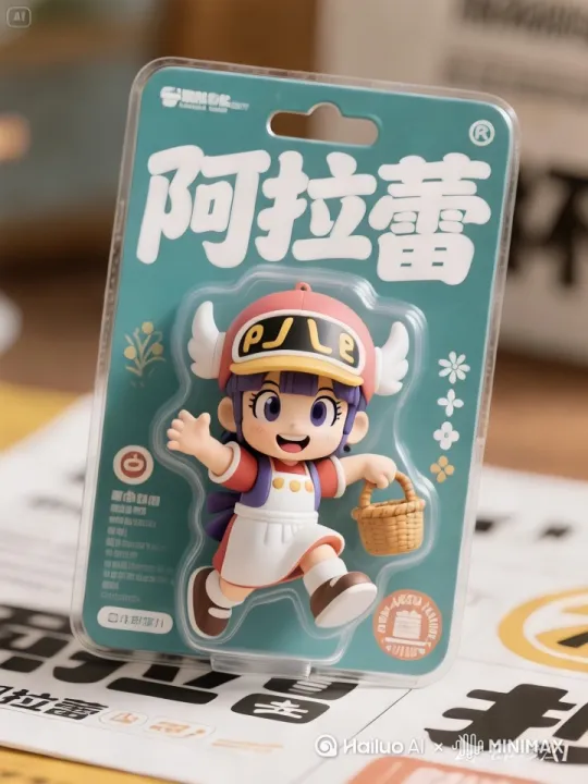 包装盒中的主体人物跳出来，然后在桌面上跑圈 by Hailuo AI Video Generator