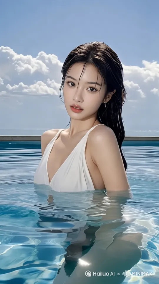 性感美女，泳池里出水芙蓉 by Hailuo AI Video Generator