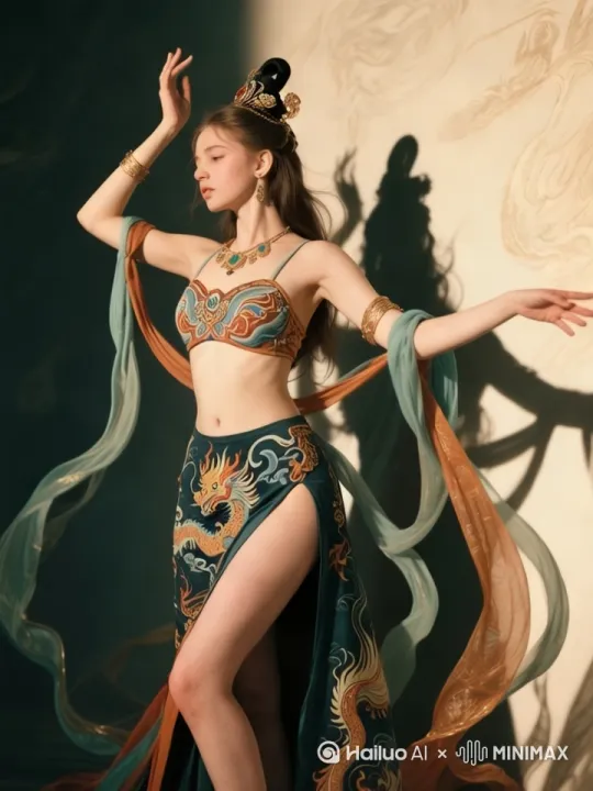 根据姿势生成视频，让女孩动起来 by Hailuo AI Video Generator