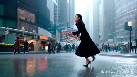 **剧本正文**：

**第一幕：雨中初遇**

*场景：城市CBD街道，大雨倾盆。苏沐抱着一堆设计图纸和样品盒匆匆赶路，高跟鞋踩进水坑溅起水花。*

（特写）苏沐手腕上的定制手链突然断裂，珠子散落一地。

苏沐：（惊呼）我的设计样品！

（镜头切换）一辆黑色迈巴赫驶来，刹车不及碾过散落的珠子。

苏沐：（冲上前拍打车窗）下车！你压坏我的作品了！

（车窗缓缓降下，露出秦远棱角分明的侧脸）

秦远：（头也不抬）碰瓷？要多少钱直说。

苏沐：（怒极反笑）呵，开豪车了不起啊？（掏出名片拍在车前盖）这是我工作室地址，修车费我赔！但你必须为刚才的话道歉！

（秦远这才转头，与苏沐四目相对。雨滴从她睫毛滑落，他眼神微动）

秦远：（拿起被雨水浸湿的名片）"沐光珠宝设计"？（轻蔑地）明天我会让助理联系你。

（车子扬长而去，溅了苏沐一身水）

苏沐：（对着远去的车尾喊）自大狂！谁要和你联系啊！ by Hailuo AI Video Generator