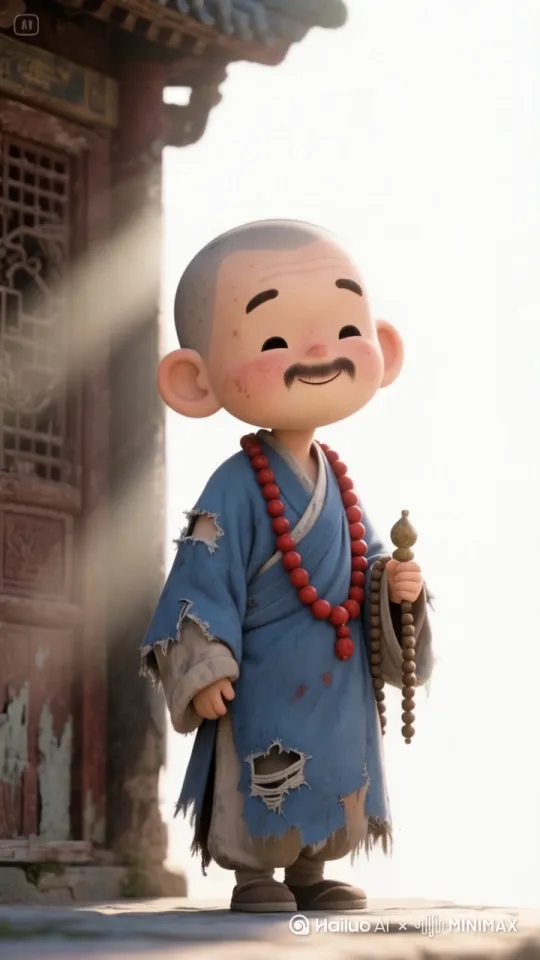 和尚念经由远及近慢慢的走来 by Hailuo AI Video Generator