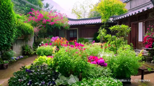 退休来吉林市， 择一楼居。前有小院，阳光普照，且春有百花秋有月，夏有凉风冬有雪。四季更迭，皆为院中美景。正值七月，果疏茂盛，花满枝头。清朗之气盈盈，令人心旷神怡！忽念＂日朗风清”句，故名此屋＂朗悦居＂。
庭院清幽情亦长，儿孙相伴乐无疆。
晚年尊享天伦福，美好生活赛蜜糖。
    自此，岁月在这里悠然绽放。
​｀[左移,推进,右摇] by Hailuo AI Video Generator