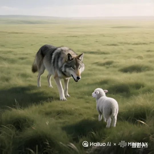 浪先发动攻击，猛地咬向小羊，小羊往后一躲，突然飞起脚，旋转踢，狼咬羊，小羊旋转踢把狼踢飞了。
 by Hailuo AI Video Generator