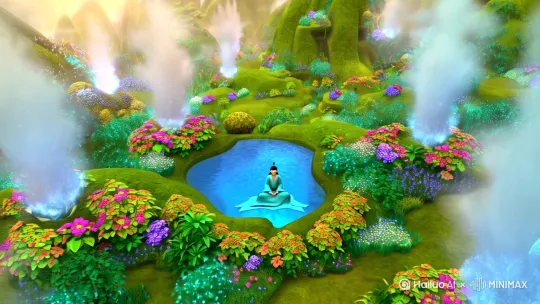 以下是利用模板和特效为你生成修仙视频动画的大致思路：

画面场景

1. 初始场景 - 灵谷：

◦ 模板选择：选用带有奇幻山谷风格的自然场景模板，山谷中云雾缭绕，奇花异草遍布。特效方面，添加淡淡的光晕特效，让山谷看起来如梦如幻。

◦ 画面呈现：镜头从山谷的上空缓缓拉近，聚焦在一个盘坐在灵泉旁修炼的年轻修仙者身上。修仙者身着飘逸的青色道袍，周身散发着微弱的灵气光芒（用发光特效体现）。

2. 修炼场景 - 突破：

◦ 模板选择：切换至一个充满神秘符文的修炼密室模板。特效上，让符文闪烁发光，密室墙壁上流淌着奇异的光芒线条。

◦ 画面呈现：修仙者紧闭双眼，额头青筋暴起，身上灵气光芒越来越强。突然，一道强烈的光芒从他身体迸发而出（光芒闪耀特效），冲破密室的顶部，象征着他成功突破境界。

3. 飞行场景 - 御剑飞行：

◦ 模板选择：采用广袤天空与连绵山脉的模板作为背景。添加飞行拖尾特效和云雾飘动特效。

◦ 画面呈现：修仙者手持宝剑，剑身上符文流转，他脚踏宝剑，如流星般穿梭在山川之间，留下一道道绚丽的拖尾光芒，飞行时周围云雾被快速拨开。

4. 战斗场景 - 与妖魔对抗：

◦ 模板选择：选用一个阴暗、充满魔气的峡谷作为战斗场地模板。添加火焰、闪电等战斗特效，以及妖魔狰狞的外观特效。

◦ 画面呈现：一群妖魔张牙舞爪地冲向修仙者，修仙者施展法术，双手挥动，一道道剑气（发光线条特效）射向妖魔，同时天空中降下闪电（闪电特效）劈向妖魔，妖魔则喷出黑色火焰（火焰特效）进行反击。

5. 结局场景 - 功成名就：

◦ 模板选择：一座辉煌的仙宫矗立在云海之上的模板。添加金色光辉特效，营造出神圣庄严的氛围。

◦ 画面呈现：修仙者站在仙宫前，周围众仙前来祝贺，他身上散发着强大而祥和的光芒，俯瞰着下方的山川大地，展现出功成名就的风采。

智能剪辑与配乐

1. 智能剪辑：在场景切换时，利用智能剪辑功能让过渡自然流畅。例如从灵谷修炼场景到突破场景，画面淡入淡出，时间过渡紧凑且自然。战斗场景中，剪辑节奏加快，突出战斗的紧张刺激。

2. 配乐：

◦ 灵谷修炼场景：选择舒缓、空灵的纯音乐，如古筝曲《云水禅心》，突出宁静祥和的氛围。

◦ 突破场景：搭配激昂、振奋的音乐，如《Victory》，增强突破时的震撼感。

◦ 御剑飞行场景：采用节奏轻快、悠扬的仙侠风格音乐，像《御剑江湖》，表现出飞行的畅快。

◦ 战斗场景：挑选节奏强烈、充满战斗感的音乐，如《The Mass》，营造紧张激烈的战斗氛围。

◦ 结局场景：选用宏大、庄重的音乐，如《故乡的原风景》（舒缓版），展现功成名就后的满足与大气。 by Hailuo AI Video Generator