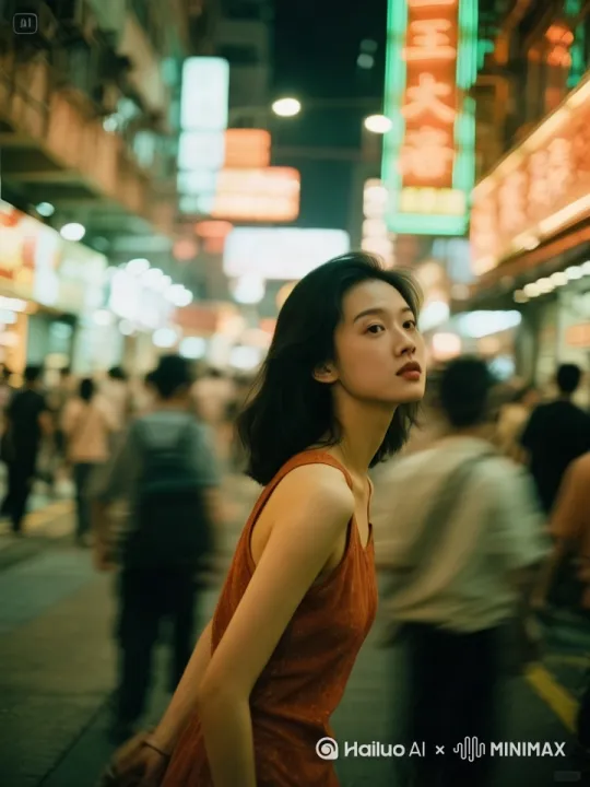 镜头平移，放大人物，图中的女生转过头，正对镜头，微笑，穿上婚纱 by Hailuo AI Video Generator