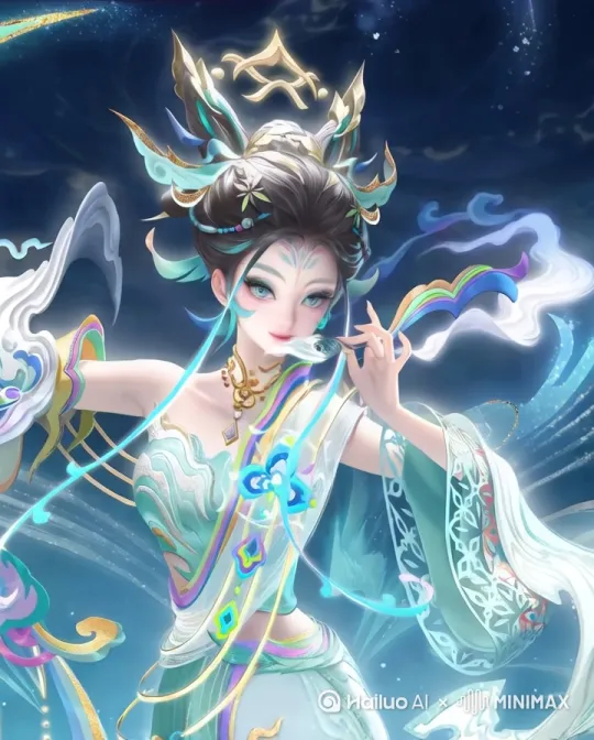 手中的羽毛变成鸡腿，接着把鸡腿递入嘴中，大口咀嚼起来 by Hailuo AI Video Generator