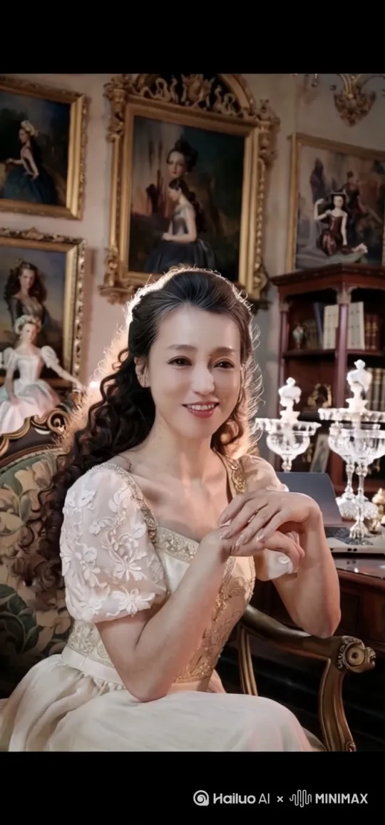 让女主从坐着站起来，去收拾行李然后到机场再到邮轮上，站在豪华邮轮甲板上，上演泰坦尼克号剧情。时间为两分钟。要求女主表情自然微笑。举手投足生动优雅！ by Hailuo AI Video Generator