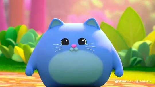 生成一只蓝色的胖猫（叫月半猫），卡通可爱风格，以此上改一下动物类型，动物是卡皮巴拉，又叫胖卡皮巴拉（月半卡皮巴拉） by Hailuo AI Video Generator