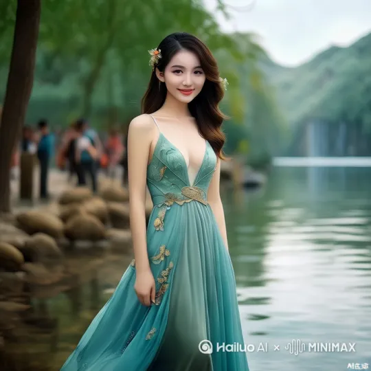 镜头推进拉远，女孩双手做OK by Hailuo AI Video Generator