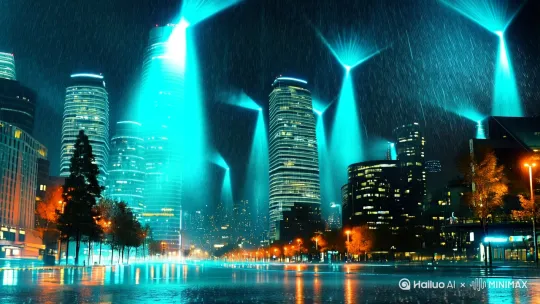 以下是针对海螺AI视频软件制作的 「雨夜都市独行者」 分镜与技术执行方案，重点强化冷暖色调对比与情绪氛围：

一、核心视觉公式

冷调基底（雨夜） + 暖调焦点（灯光） + 人物中性色（黑灰大衣）
公式示例：青蓝色调（RGB 0,100,150）占比70% + 钨丝灯（2800K色温）占比25% + 黑白灰人物

二、分镜设计与AI参数指令

镜头1：城市全景（0:00-0:08）

• 构图：超广角仰拍

  ◦ 雨帘中模糊的高楼群

  ◦ 楼顶旋转射灯在积水路面投射光斑

• AI提示词：
"Ultra wide angle night cityscape, heavy rain, neon lights reflection in puddles, cinematic color grading with teal and orange contrast, 8k detail"

• 技术参数：

  ◦ 色温：4800K（冷调基础）

  ◦ 雨密度：72%（细密雨丝）

  ◦ 景深：F2.8（虚化远景灯光）

镜头2：人物中景（0:09-0:15）

• 动态设计：

  ◦ 女性背影沿人行道行走（伞面轻微倾斜）

  ◦ 背景橱窗暖光在伞布上形成光晕渐变

• AI提示词：
"Back view of woman walking in rain with umbrella, warm light from store windows casting gradient highlights on black umbrella, cinematic atmosphere, 4k detailed textures"

• 技术参数：

  ◦ 色温：3200K（局部暖光）

  ◦ 光晕强度：65%

  ◦ 雨滴反光：开启SSS材质模拟

镜头3：面部特写（0:16-0:22）

• 关键细节：

  ◦ 正脸迎向镜头（睫毛挂着雨珠）

  ◦ 瞳孔反射远处霓虹灯牌（保留星芒效果）

• AI提示词：
"Extreme close-up of woman's face with raindrops on eyelashes, pupils reflecting neon signs, neutral gray coat with water repellent texture, dramatic side lighting"

• 技术参数：

  ◦ 眼部高光：RGB(255,223,186)

  ◦ 肤色：降低饱和度至15%

  ◦ 雨滴速度：1.2x真实下落速度

镜头4：环境互动（0:23-0:30）

• 复合元素：

  ◦ 高跟鞋踩踏积水（慢动作飞溅）

  ◦ 对面咖啡店玻璃上的雨痕倒影

• AI提示词：
"Slow motion splash of rainwater from high heels, distorted reflection of warm cafe interior in wet pavement, hyperrealistic water simulation"

• 技术参数：

  ◦ 慢动作帧率：120fps

  ◦ 倒影扭曲度：35%

  ◦ 水花粒子数：≥5000

三、色调控制技术方案

1. 分层调色：

  ◦ 背景层：应用「青橙滤镜」（青色加强至#004D4D，橙色减弱至#FF6B35）

  ◦ 人物层：添加「黑白蒙版」仅保留外套轮廓线

  ◦ 光影层：用遮罩单独提亮人物前方的路灯光斑

2. 动态对比度：

  ◦ 使用LUT「Teal & Orange v3」为基础

  ◦ 在雨伞区域添加径向渐变（中心透明度80%，边缘羽化50%）

3. 氛围强化：

  ◦ 在画面四角添加「镜头光晕」（色温5600K，强度20%）模拟潮湿反光

  ◦ 雨滴轨迹叠加「光绘效果」（颜色匹配路灯主色调）

四、海螺AI专用参数配置

# 输入参数示例（需转换为软件支持格式）
scene_config = {
    "environment": {
        "weather": "heavy_rain",
        "time": "night",
        "city_style": "modern_metropolis",
        "lighting": {
            "ambient_light": 0.3,
            "spotlights": [
                {"position": "left_entrance", "color_temp": 2800}, by Hailuo AI Video Generator
