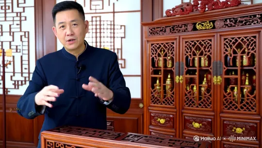 一个男人在中药柜前手扶桌子声情并茂讲解中医药的好处，他推荐了一副三甲医院狂推的好方子，适合当代熬夜工作压力大的年轻人。方子内容为:以下是一个适合熬夜压力大人群的中药方：
 
方剂组成
 
- 酸枣仁15克、柏子仁12克、远志10克、茯神15克、当归12克、白芍15克、熟地15克、川芎10克、太子参15克、黄芪20克、五味子10克、炙甘草6克。
 随着他的讲解，方剂组成部分以及剂量逐一出现在视频正下方并缓缓平移到视频左上角排列。
他又提到:
 
- 酸枣仁、柏子仁、远志、茯神可养心安神，能缓解因熬夜和压力导致的心神不宁。
 
- 当归、白芍、熟地、川芎为四物汤，可养血滋阴，改善熬夜引起的阴血亏虚。
 
- 太子参、黄芪能补气，以恢复体力，抗疲劳。
 
- 五味子可敛心气、滋肾阴，配合炙甘草调和诸药，使全方补养而不滋腻，共奏养心安神、补气养血之效。
 
而服用方法是:
 
- 每日1剂，分2次服用，早晚各1次。 by Hailuo AI Video Generator