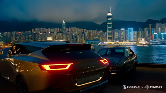在香港维多利亚港湾风景的转车 by Hailuo AI Video Generator