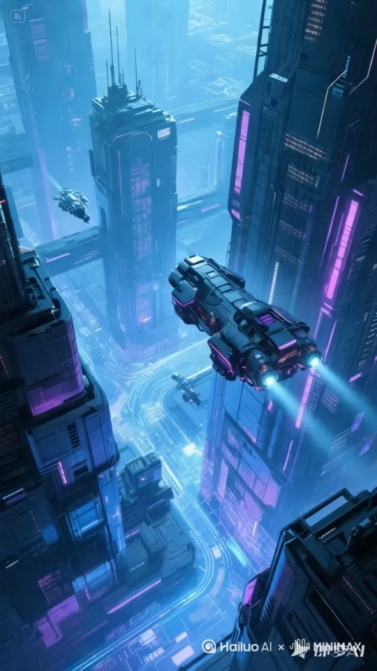 未来科技交通工具飞来飞去 by Hailuo AI Video Generator