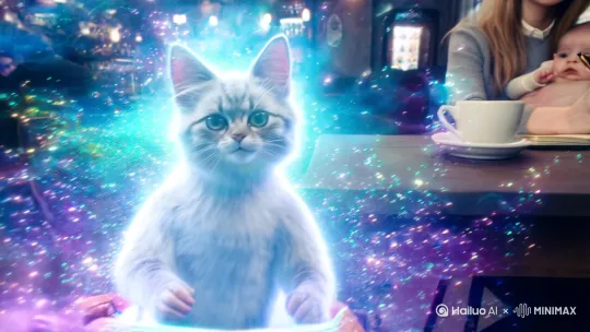 今天量子猫变身哈利•波特。那会子，离婚后的罗琳一手抱着娃儿，一手写哈利•波特，如果面前还有杯咖啡，那是她在啡厅倒腾，我艹，那杯咖啡有时变成一只猫咪……后来，喵利•波特是好莱坞电影，而哈利•波特是世界畅销图书…… by Hailuo AI Video Generator
