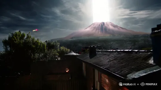 那晚，梦中飞机掠过，竟成现实一幕，屋顶上空被映得白茫茫。脑中回响着预言：“夏天火山爆发，你命将陨。”我心中充满疑惑，为何能预见此劫？我誓要逆天改命，这一世，定要让那害我之人，付出沉重代价！[左移,推进,右摇] by Hailuo AI Video Generator