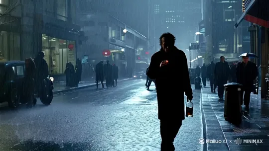 在这雨夜的街头，雨水敲打着地面，溅起细碎的水花。我像这街头的孤影，叼着烟，握着酒。曾经的骄傲与不羁，在生活的打磨下渐渐黯淡。这城市的喧嚣与繁华，都与我无关，我不过是被生活放逐的兽，在角落里舔舐伤口，独自承受这无尽的落寞。 by Hailuo AI Video Generator