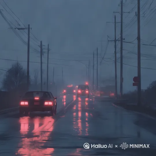 [推进,上升]雨天 夜晚 by Hailuo AI Video Generator