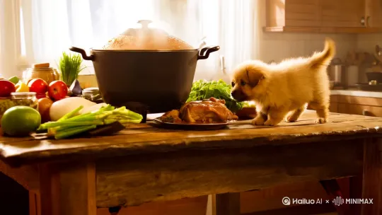 小狗做红烧肉。 by Hailuo AI Video Generator