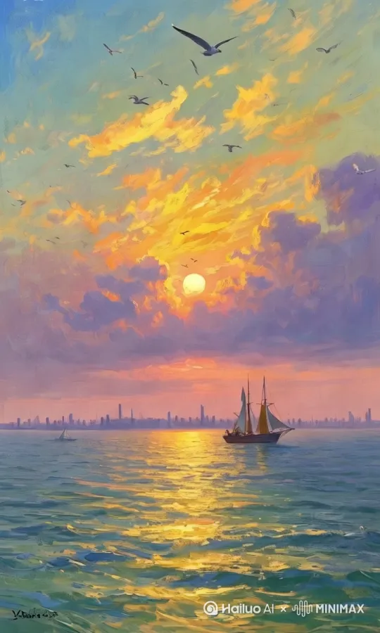 让大海动起来，鸟儿飞起来。[推进,上升] by Hailuo AI Video Generator