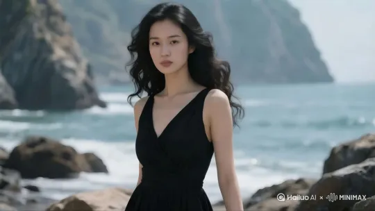 美女向前走，镜头跟随，头发随风飘动。自然过渡，自然顺畅。 by Hailuo AI Video Generator