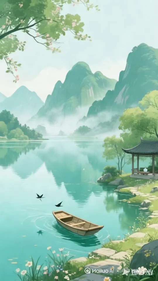 鸟上小飞舞，添加人物划船的景像 by Hailuo AI Video Generator