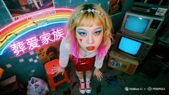 人物做鬼脸，把手放在脸上。 by Hailuo AI Video Generator