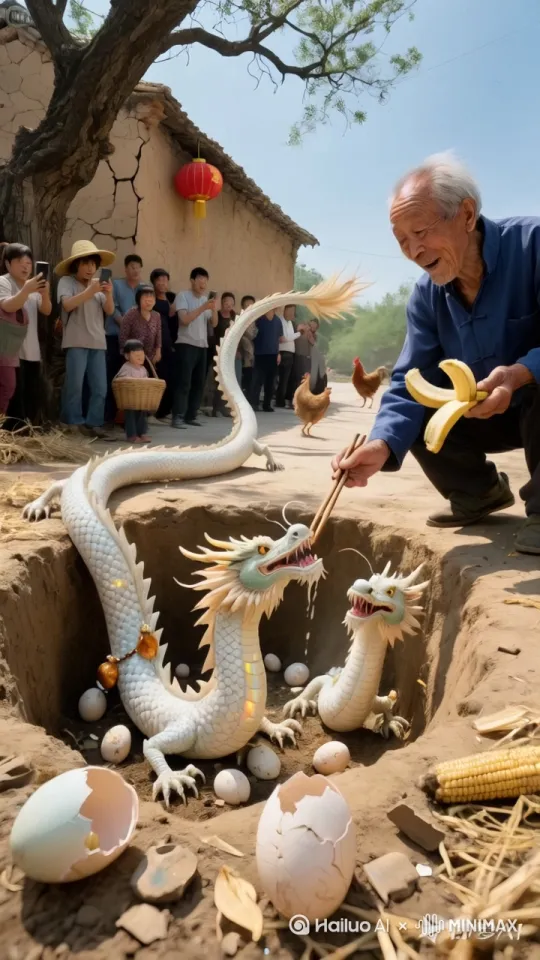 两只龙动起来，两只龙飞起来各自钻入东边远处的海中，水花四溅，镜头动起来
 by Hailuo AI Video Generator