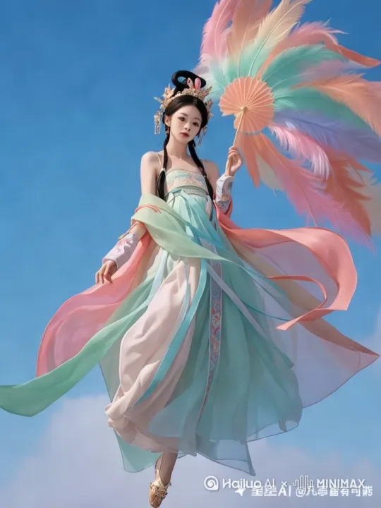 让这一个人让这一个人能在天上飞行，穿过云海俯冲飞行[左移,上升] by Hailuo AI Video Generator