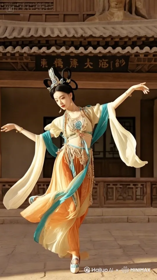 跳起了霓裳羽衣舞非常丝滑运镜[拉远] by Hailuo AI Video Generator