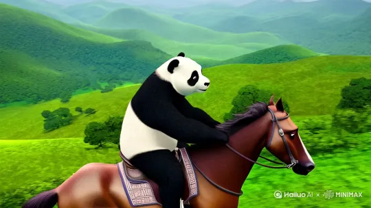 马骑快马的熊猫 by Hailuo AI Video Generator