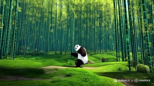 熊猫在竹林中玩，一只白头鹰来袭，熊猫纵身打了白头鹰一爪，将白头鹰打落在地上动不了。（注意，一是要看到熊猫打白头鹰的明显动作显，二是白头鹰不能飞到熊猫头上抓熊猫，三是白头鹰被熊猫打后一定要掉落在地上） by Hailuo AI Video Generator