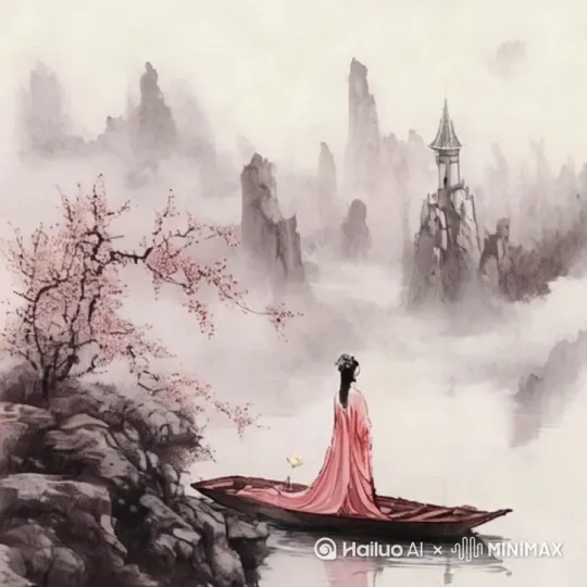 红藕香残玉簟秋。轻解罗裳，独上兰舟。云中谁寄锦书来？雁字回时，月满西楼。
花自飘零水自流。一种相思，两处闲愁。此情无计可消除，才下眉头，却上心头。 by Hailuo AI Video Generator
