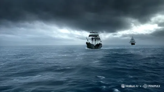 英国海盗船打劫西班牙舰队。 by Hailuo AI Video Generator