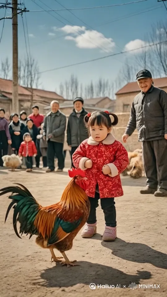 小女孩左腿猛地一蹬地,高高跃起,右脚如旋风般扫向公鸡的头部。公鸡机灵地低头闪躲,同时猛地向前一冲,用头顶向小女孩的腹部。小女孩左拳一招右拳则如雷霆万钧之势直击公鸡的侧身。公鸡侧身一扭,避开拳头,公鸡跳起来施展出迅猛的连环踢猛踢向小女孩。小女孩迅速抽回手,公鸡突然高高跃起,向小女孩踢去,小女孩趁公鸡落地未稳,飞起一脚踢在公鸡的后腿上,他们的招式刚柔并济,时而是刚猛的直拳,时而是柔美的转身回旋踢。其它的人都站起身来鼓掌呐喊。
by Hailuo AI Video Generator