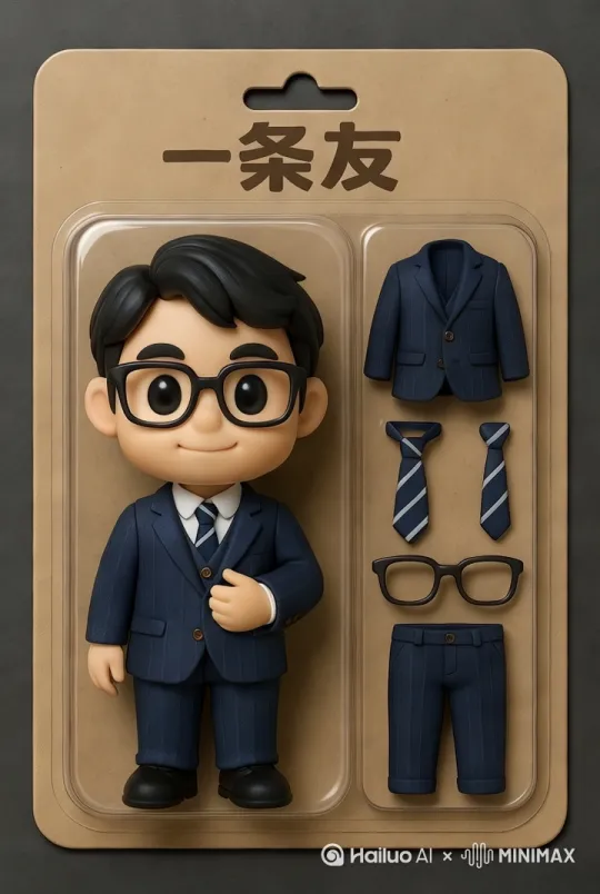 镜头跟随 ，玩偶从玩具包装中走出来，然后不断向前走路，镜头随着他前进的步伐zoom out[跟随] by Hailuo AI Video Generator