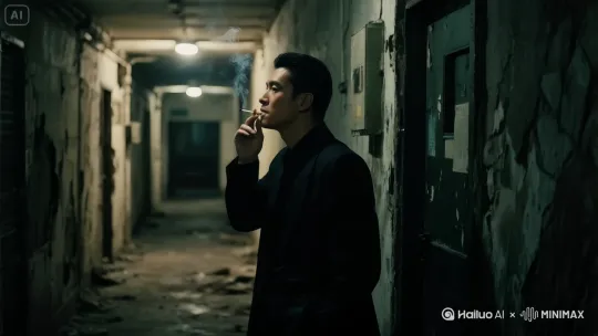 人物在抽烟，吐烟气。 by Hailuo AI Video Generator