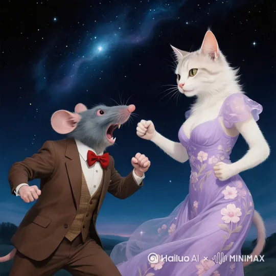 激烈打斗，拳脚相加，你来我往，衣服乱飞，电影质感 by Hailuo AI Video Generator