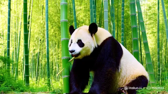 大熊猫吃竹子 by Hailuo AI Video Generator