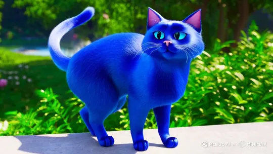 蓝色的猫疯癫跳水 by Hailuo AI Video Generator