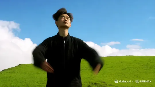 一阵风吹过，飞行在蓝天白云中，翱翔于天际。 by Hailuo AI Video Generator