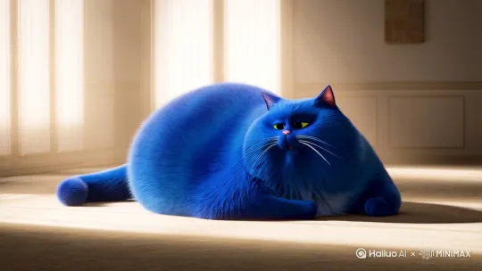 一个非常胖的蓝胖猫 by Hailuo AI Video Generator