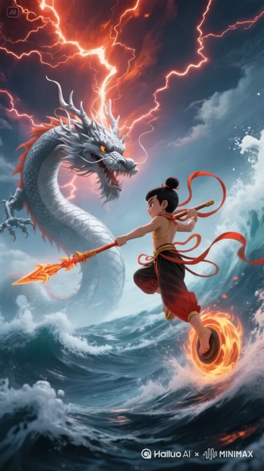 哪哪叱与三太子打斗的视频 by Hailuo AI Video Generator