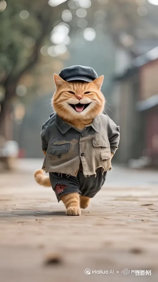 生成一幅3D画面。
一只拟人化的大橘猫，穿着一件相声演员穿大褂。站在舞台上拿着扇子说相声。画面清晰，写实风格。 by Hailuo AI Video Generator