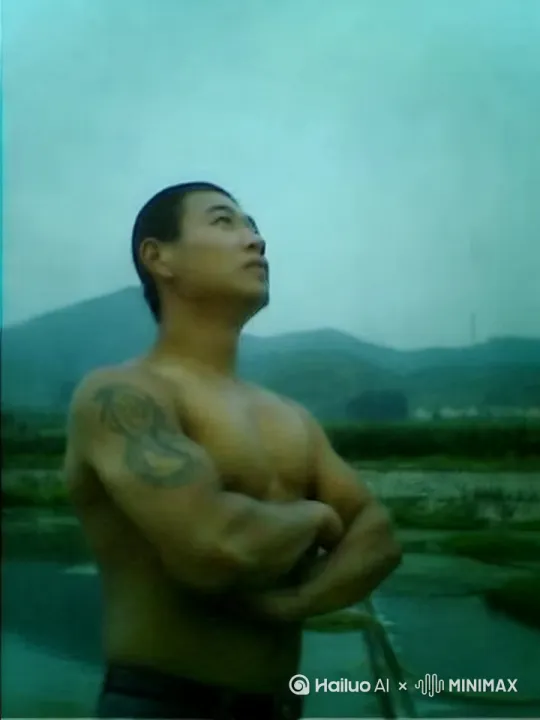 接着转向正面，露出强壮的体格[左移,推进,右摇] by Hailuo AI Video Generator