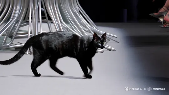 一只猫在巴黎时装周走秀 by Hailuo AI Video Generator