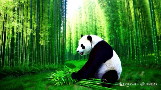 大熊猫吃草 by Hailuo AI Video Generator